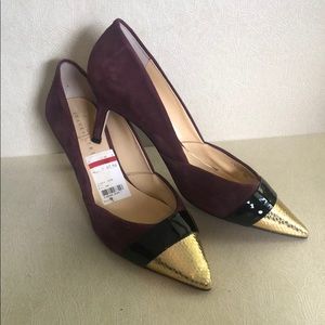 Plum and Gold Kitten Pumps